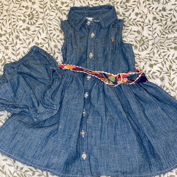 Ralph Lauren Other - Baby girl Ralph Lauren jean polo dress size 9M